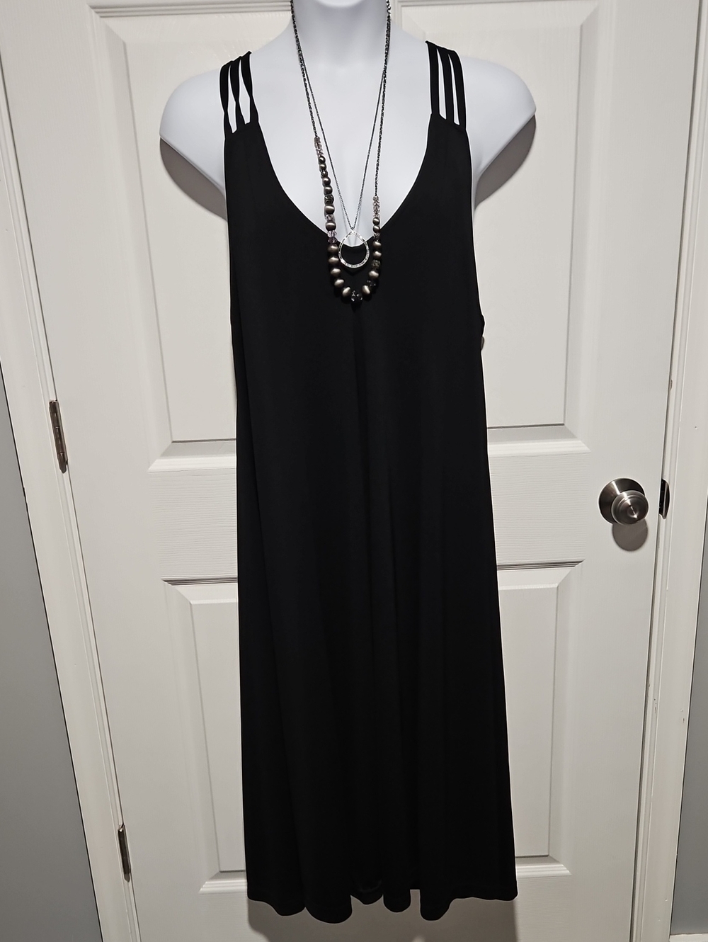 Silhouette Black Triple-Strap Maxi Dress